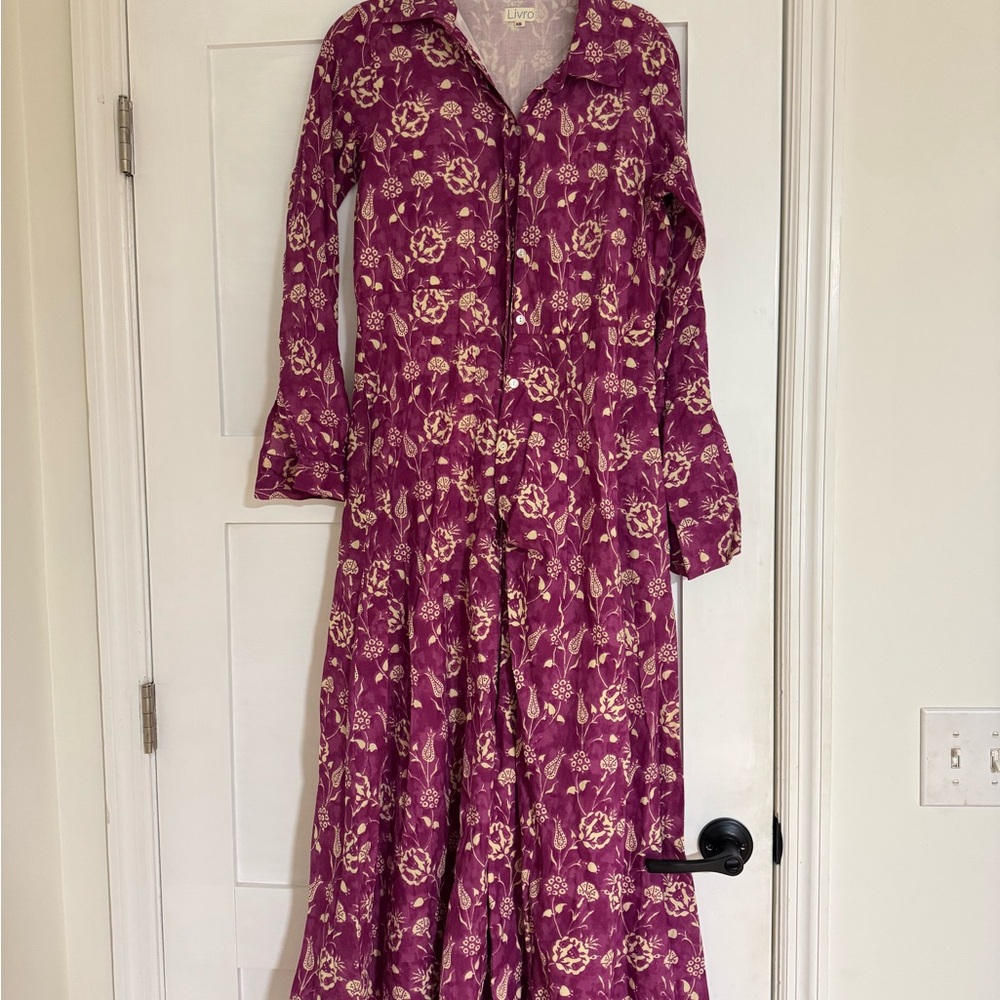 Livro Purple Floral Long Sleeve Dress